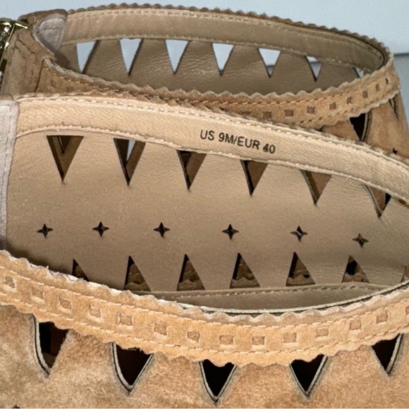 NEW Via Spiga Latanya Wedge peep toe Tan Size 9 - Picture 7 of 13